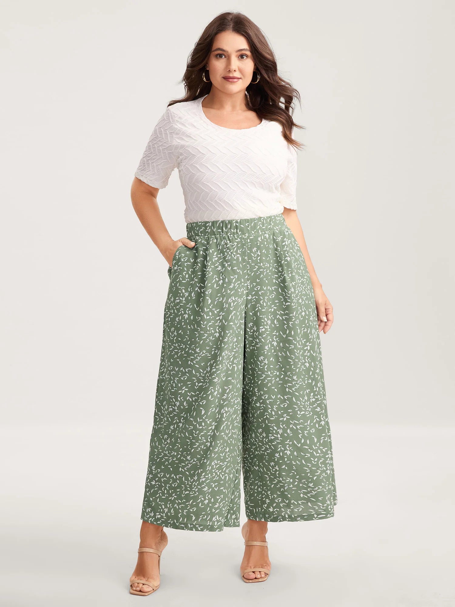 Ditsy Floral Print Wide-Leg Pants