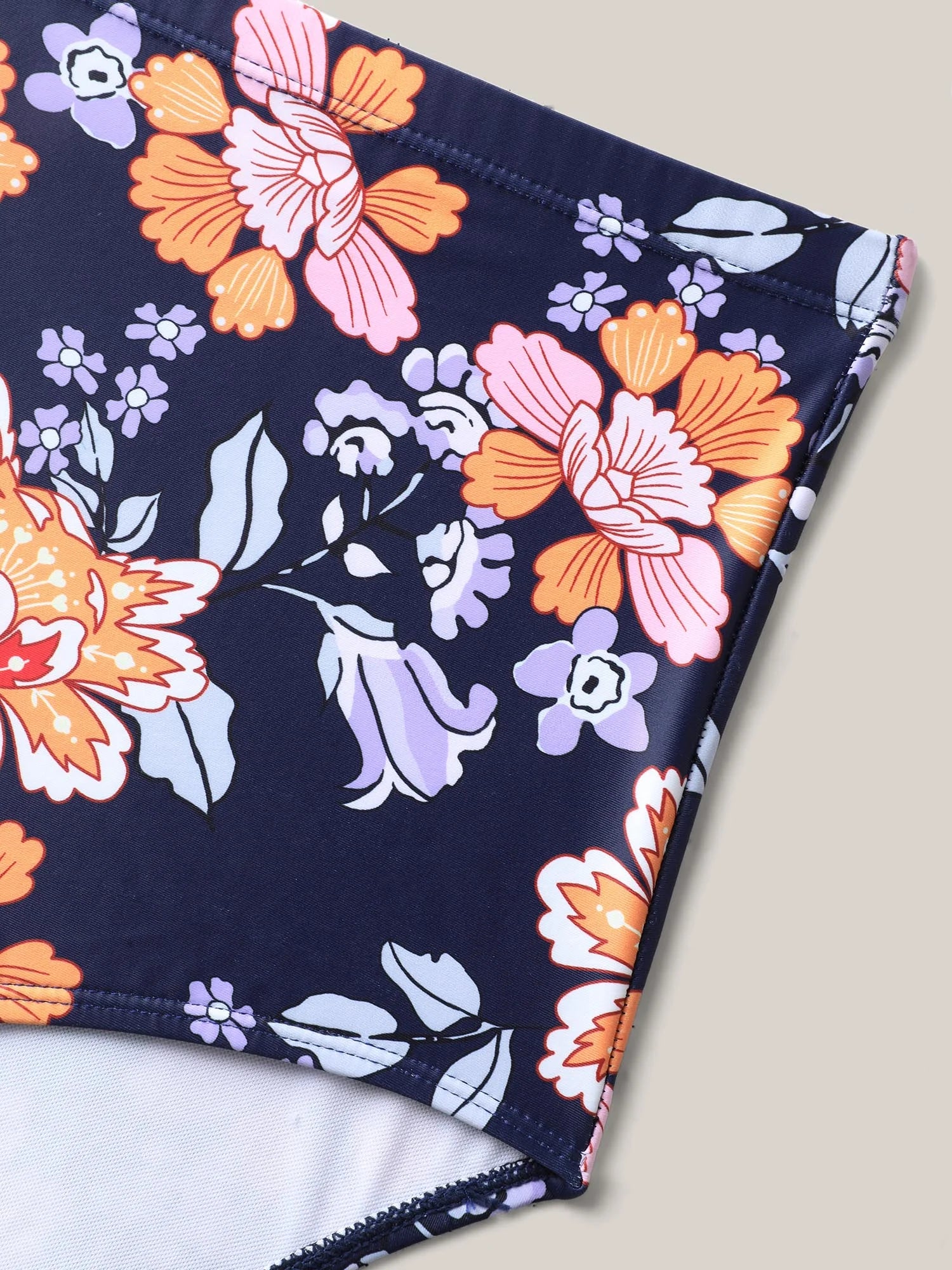 Floral Print Surplice Neck Swim Dress