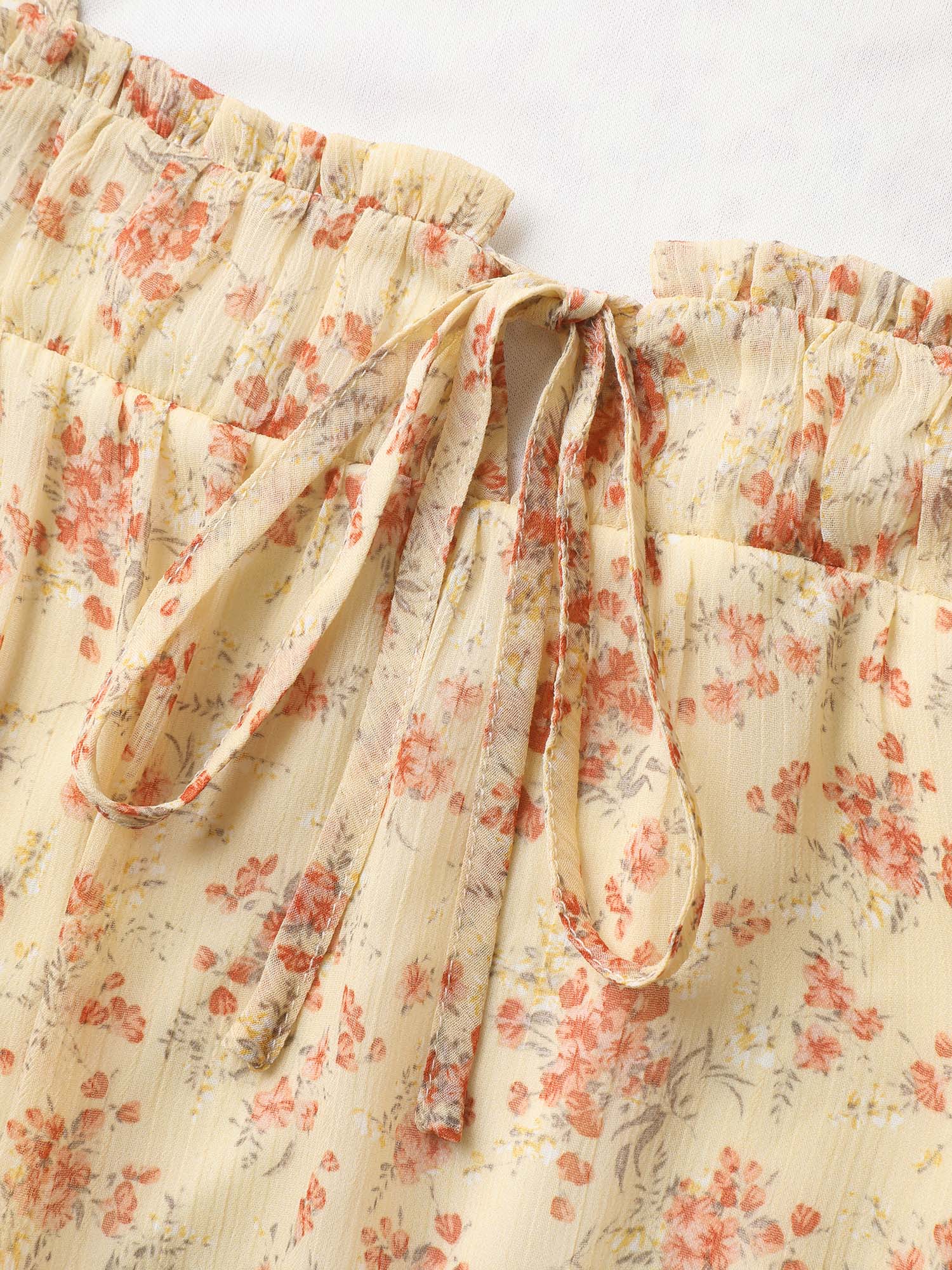 Chiffon Floral Print Neck Tie Blouse