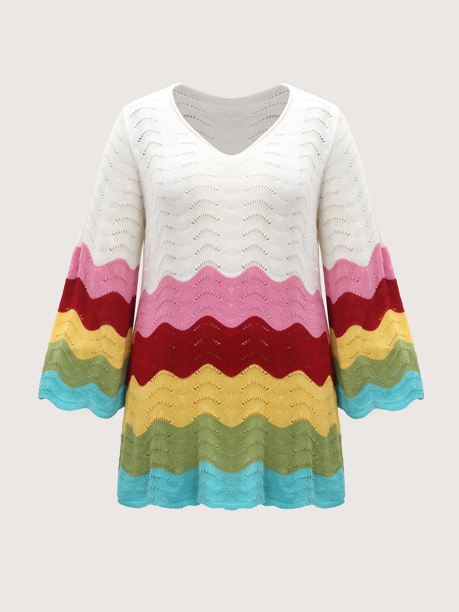 Colorful Waves Cut-Out Swim Cover-Up