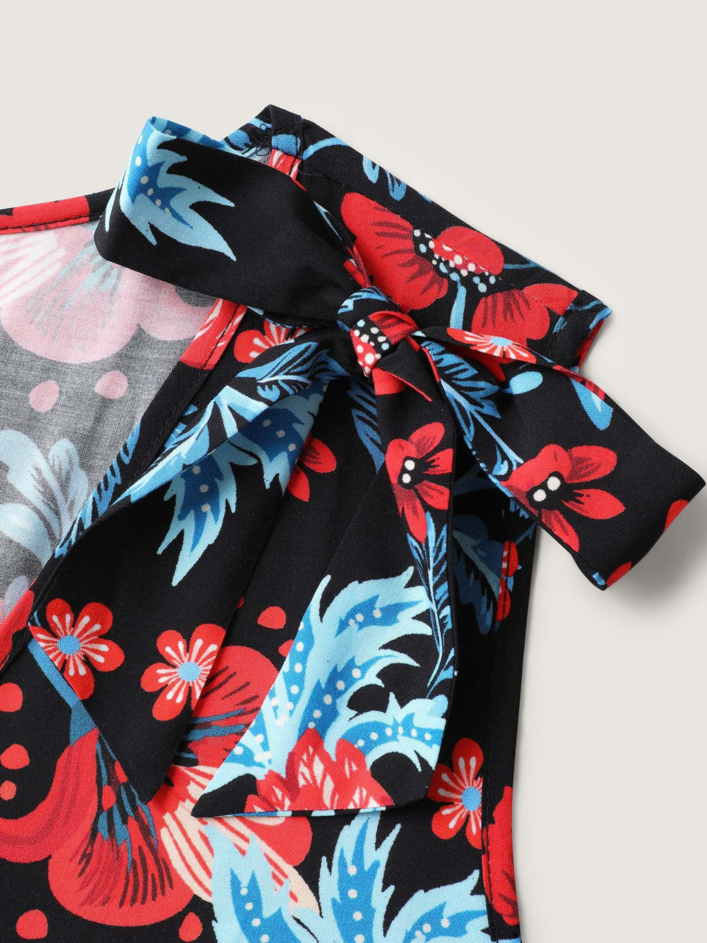 Boho Print Shoulder Tie Midi Dress