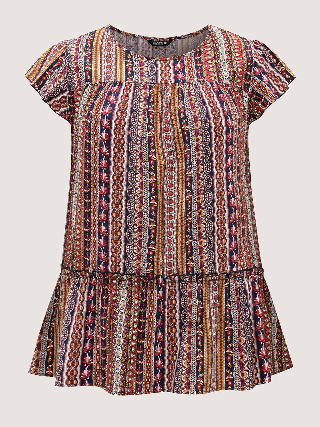 Boho Stripes Tiered Ruffle Blouse