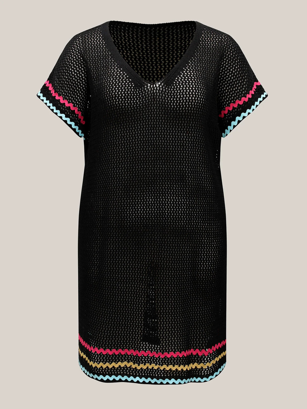 Colorful Webbed Slit Cut-Out Swim Cover-Up