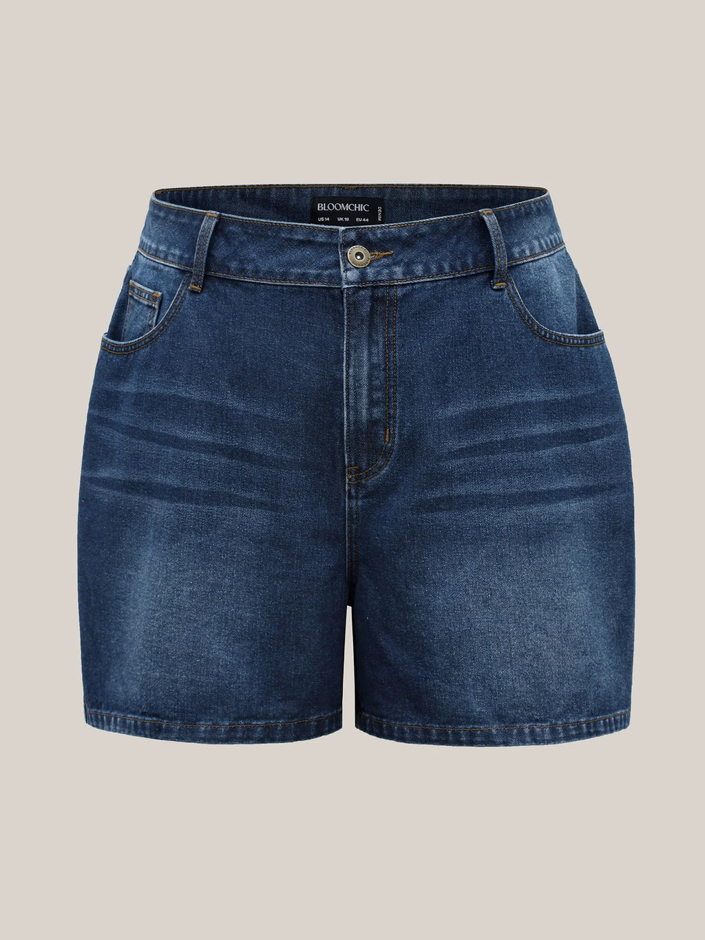 Faded Wash Straight-Leg Denim Shorts