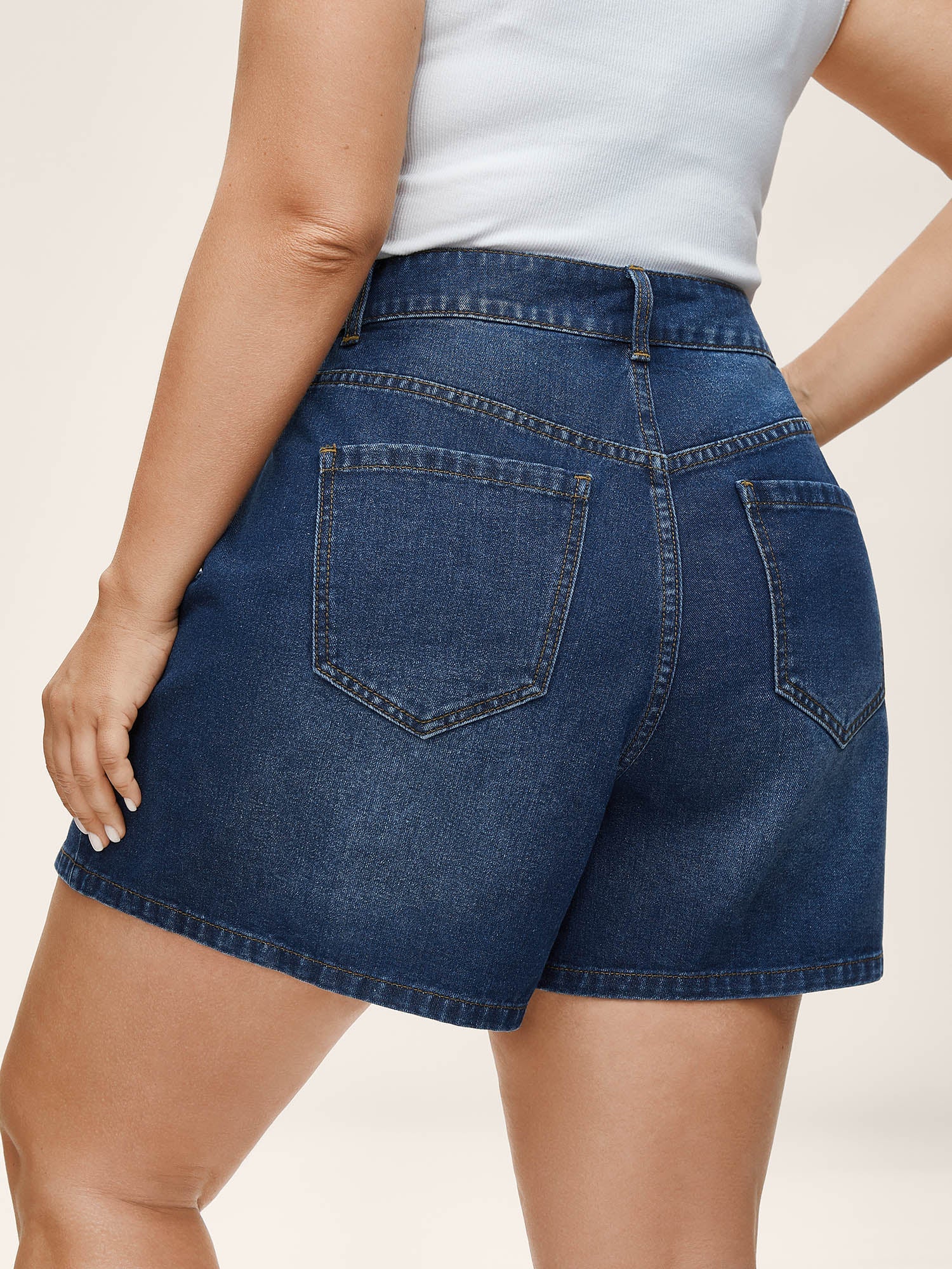 Faded Wash Straight-Leg Denim Shorts