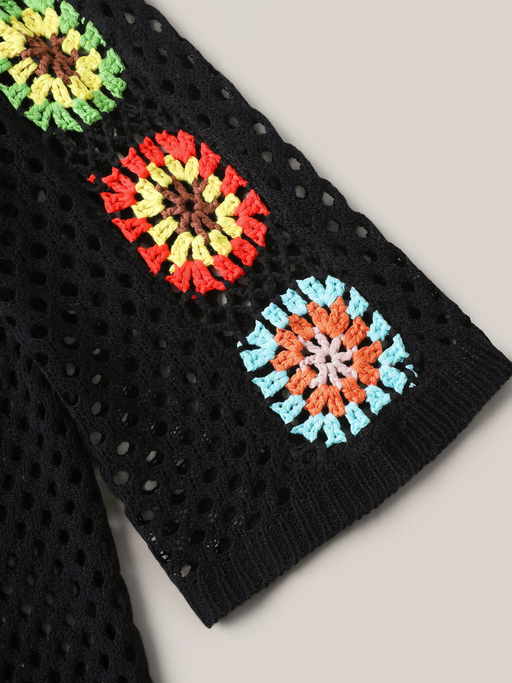 Crochet Shoulder Flower Cut-Out Swim Cover-Up