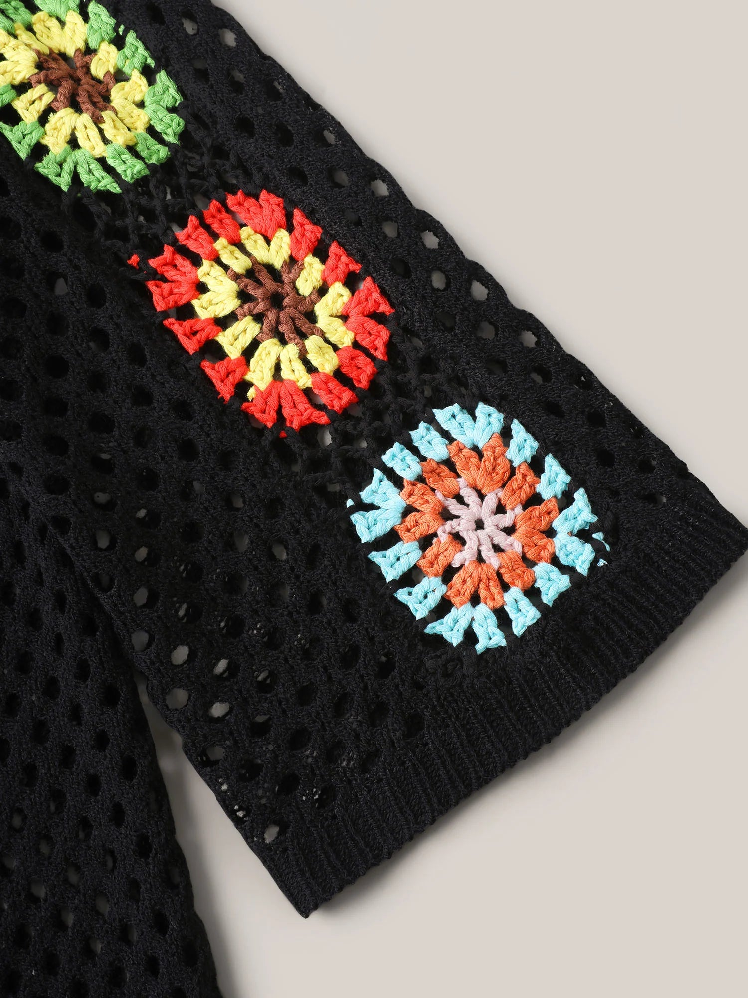 Crochet Shoulder Flower Cut-Out Swim Cover-Up