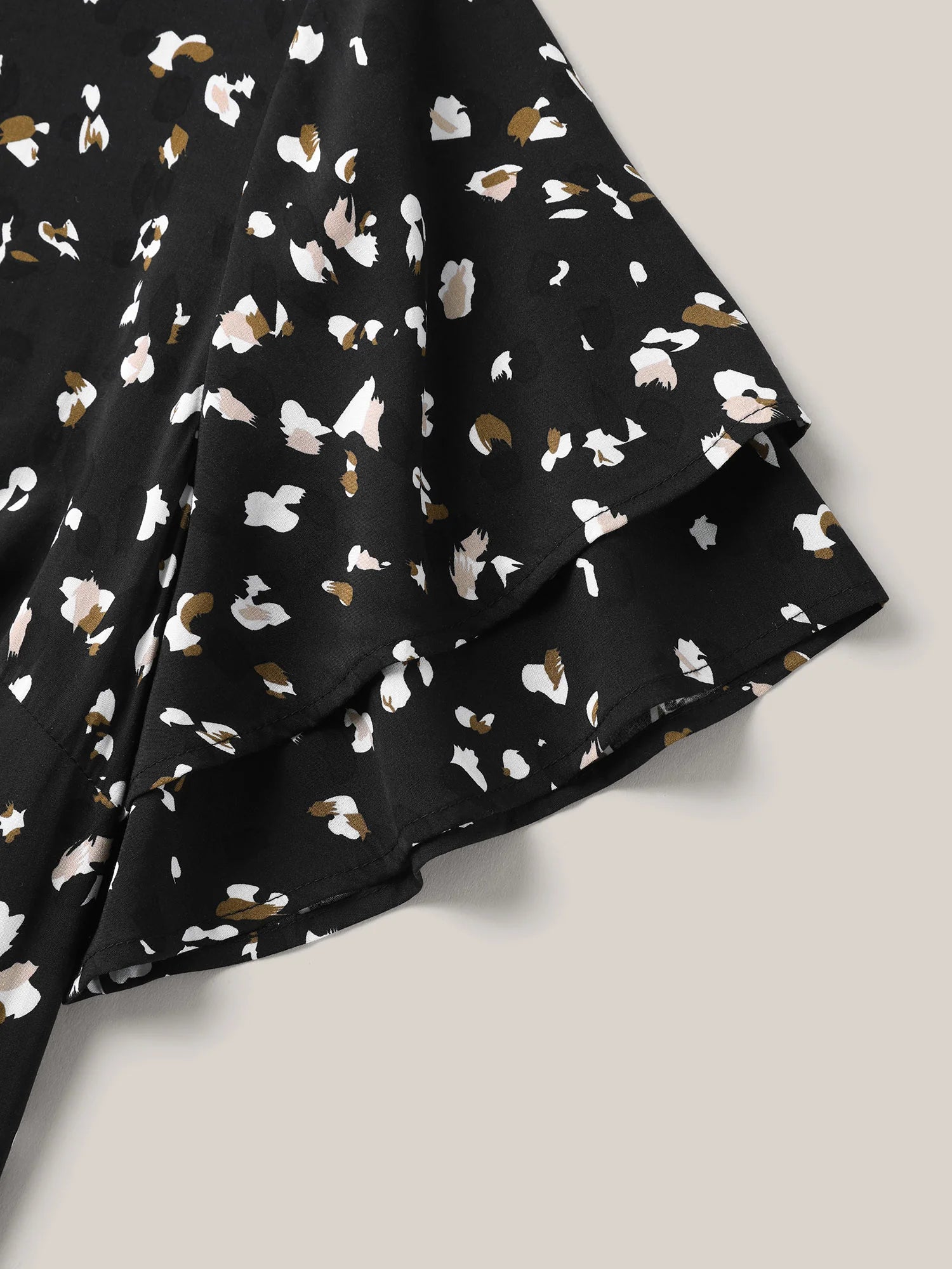 Leopard Dot Print Layered Sleeve Blouse