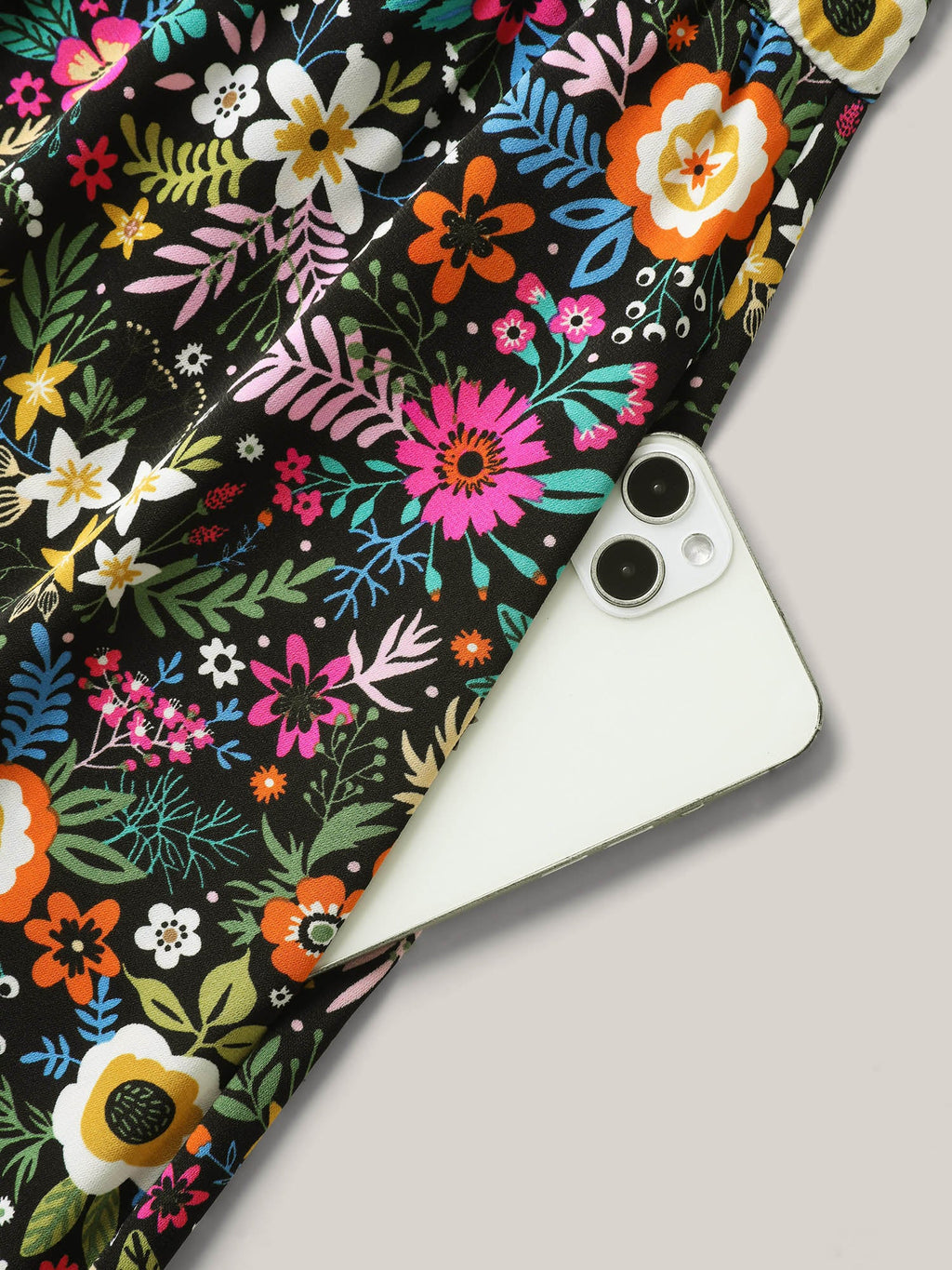 Bold Floral Print Pockets Midi Dress