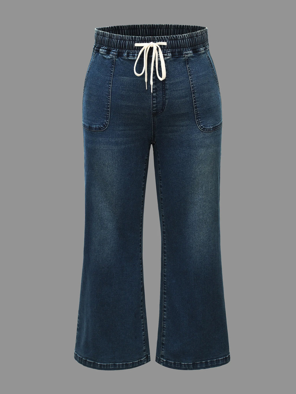 Drawstring Stretchy Waist Pocket Jeans