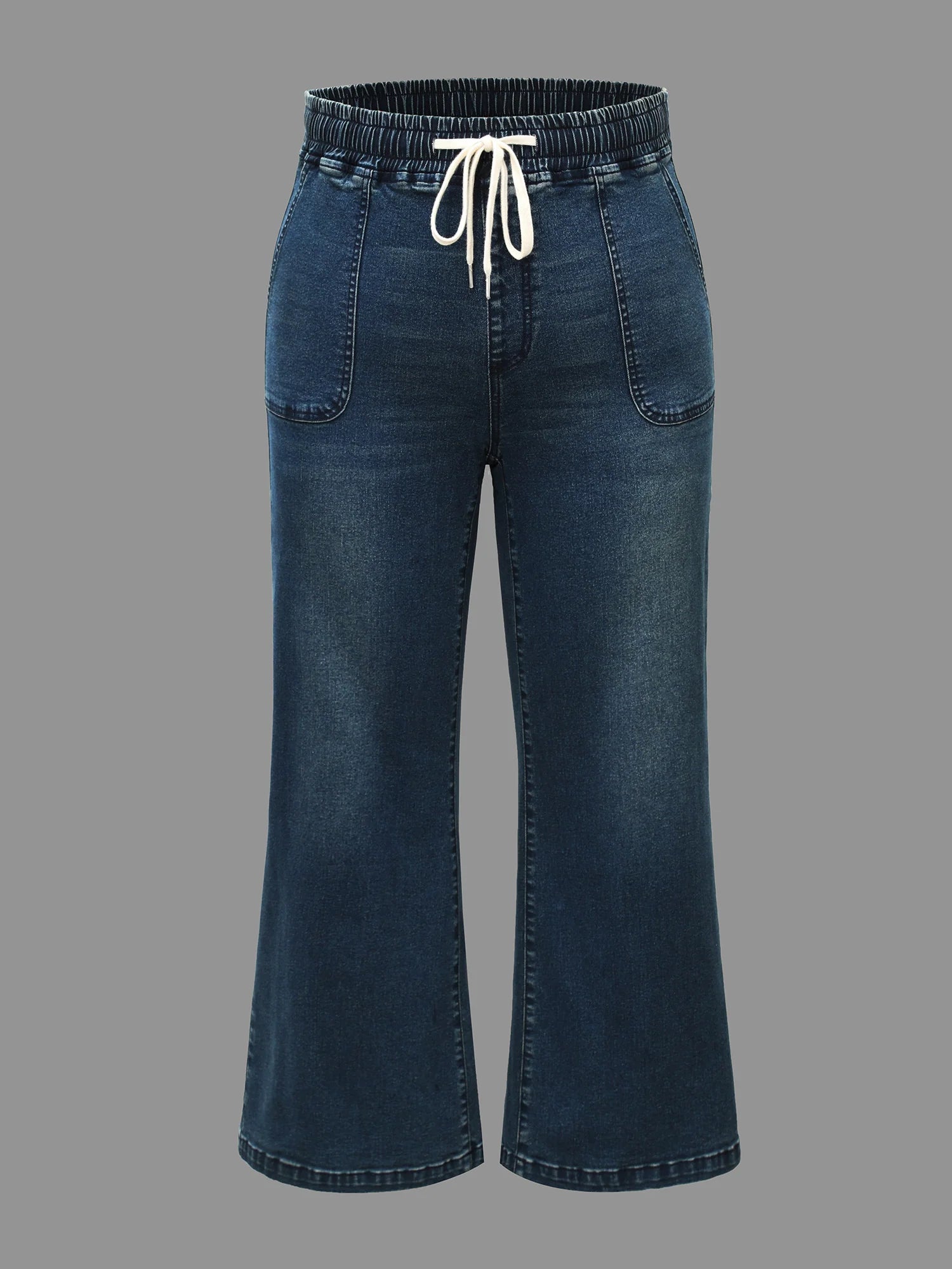 Drawstring Stretchy Waist Pocket Jeans