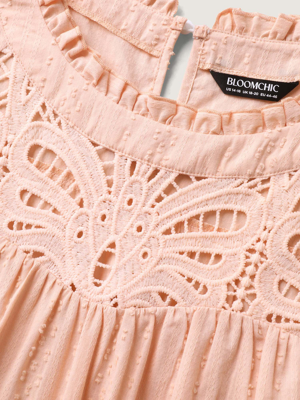 Cotton Cut-Out Lace Ruffled Neck Blouse