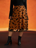 Bat Motif A-Line Midi Skirt