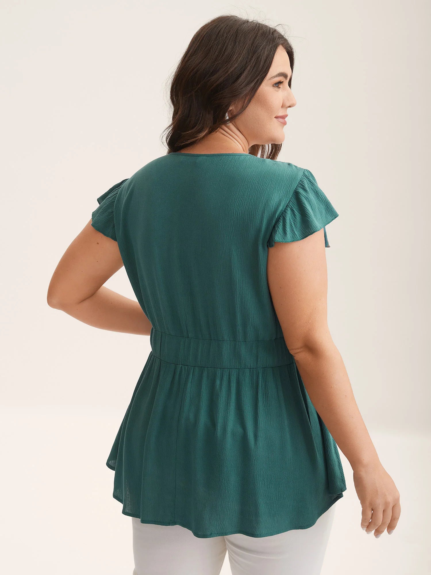 Lace Trim Perfect-Fit Solid Blouse