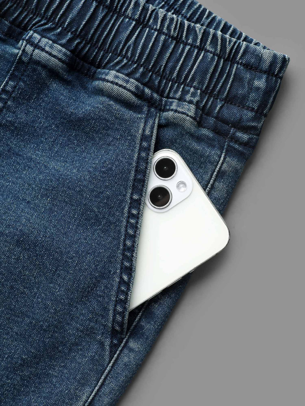 Drawstring Stretchy Waist Pocket Jeans