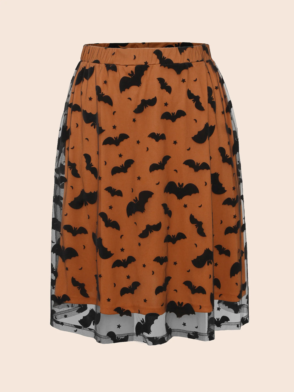 Bat Motif A-Line Midi Skirt