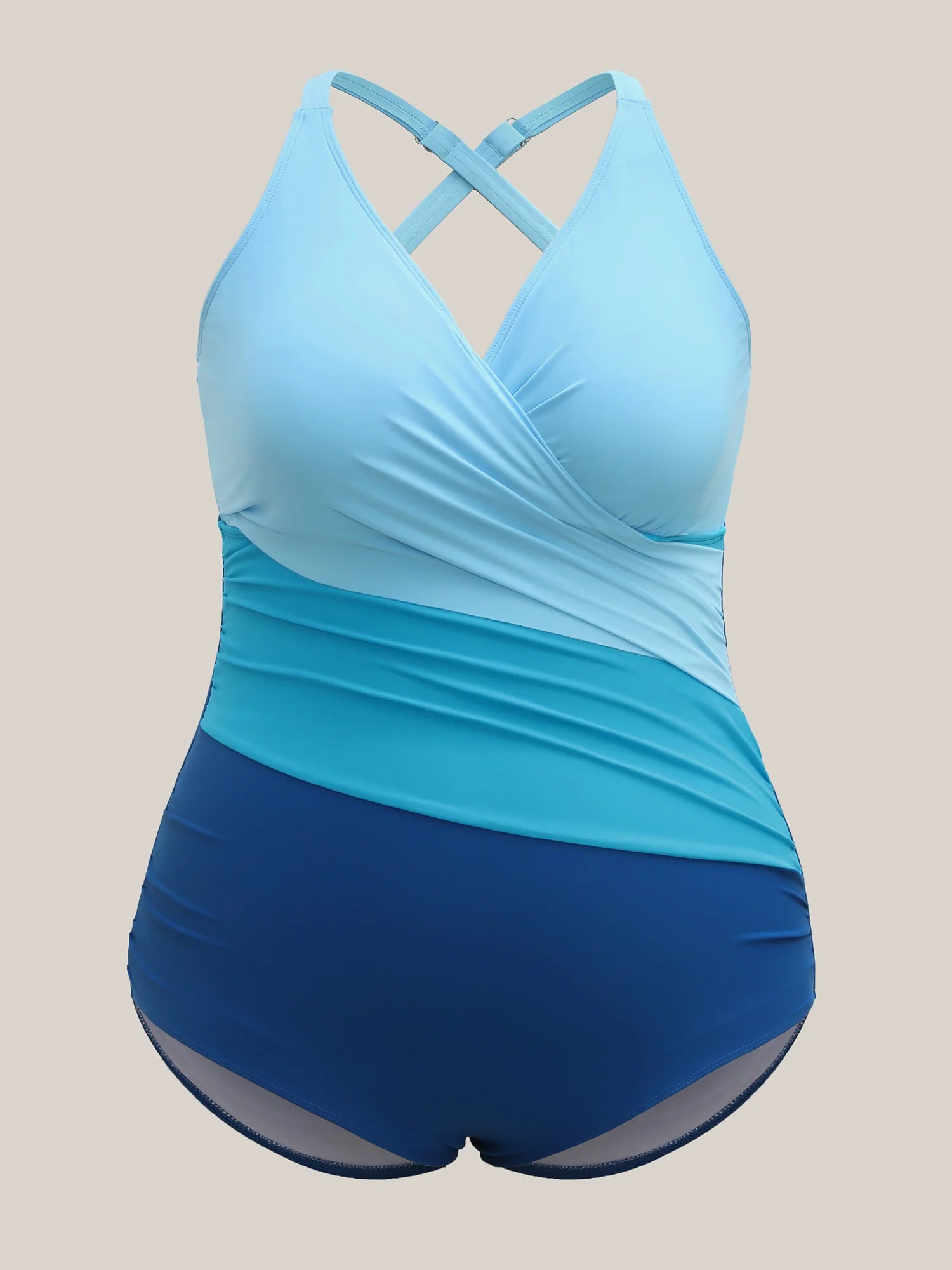 Color Block Pleated One-Piece Swimsuit