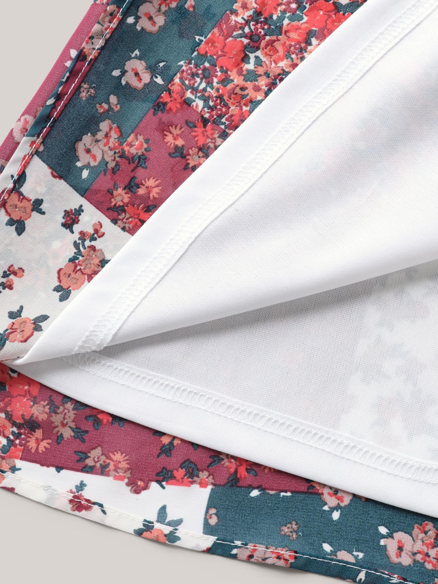 Boho Collage Print Backless Tie Blouse