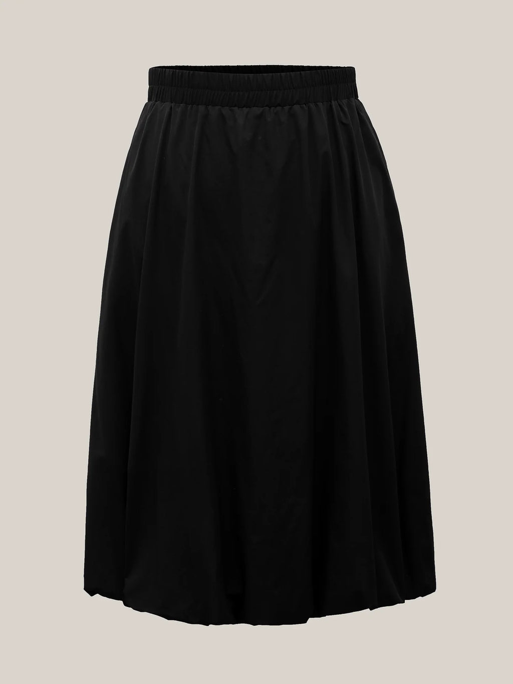 Bubble Hem Stretch Waist Midi Skirt