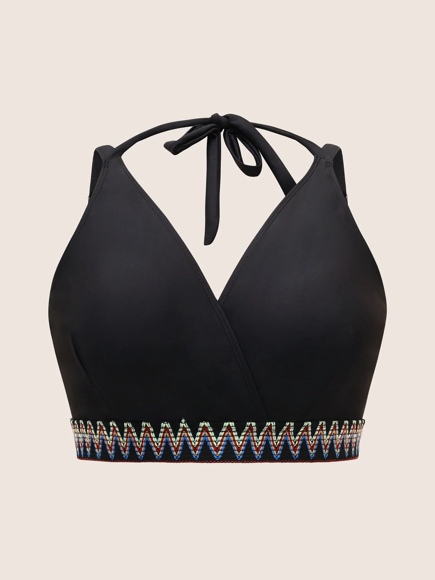 Embroidered Wrap Tie Knot Swim Top