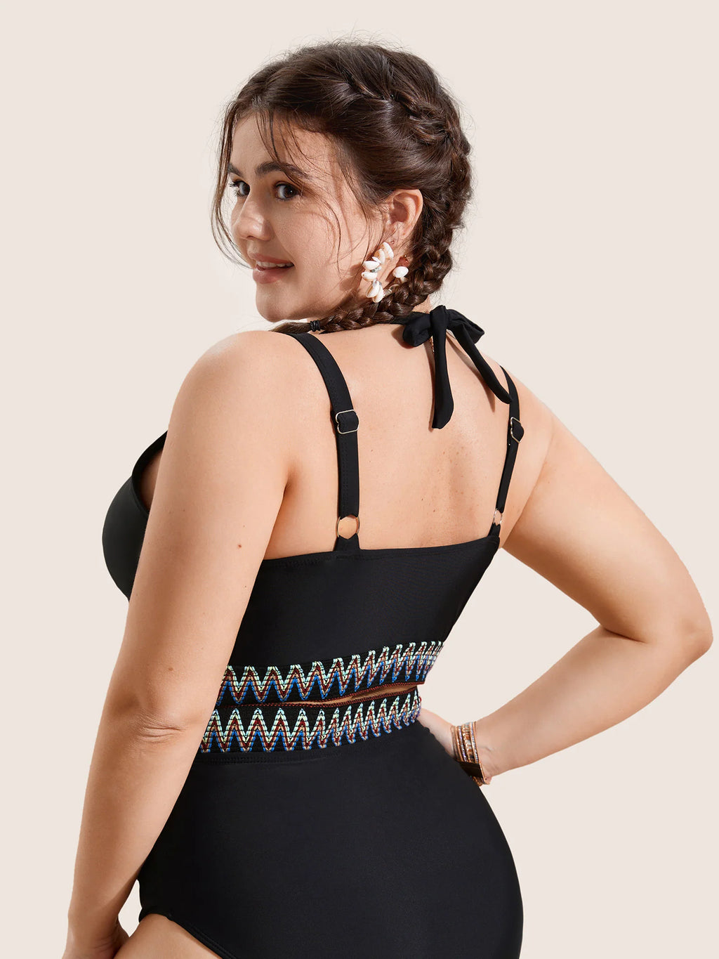 Embroidered Wrap Tie Knot Swim Top