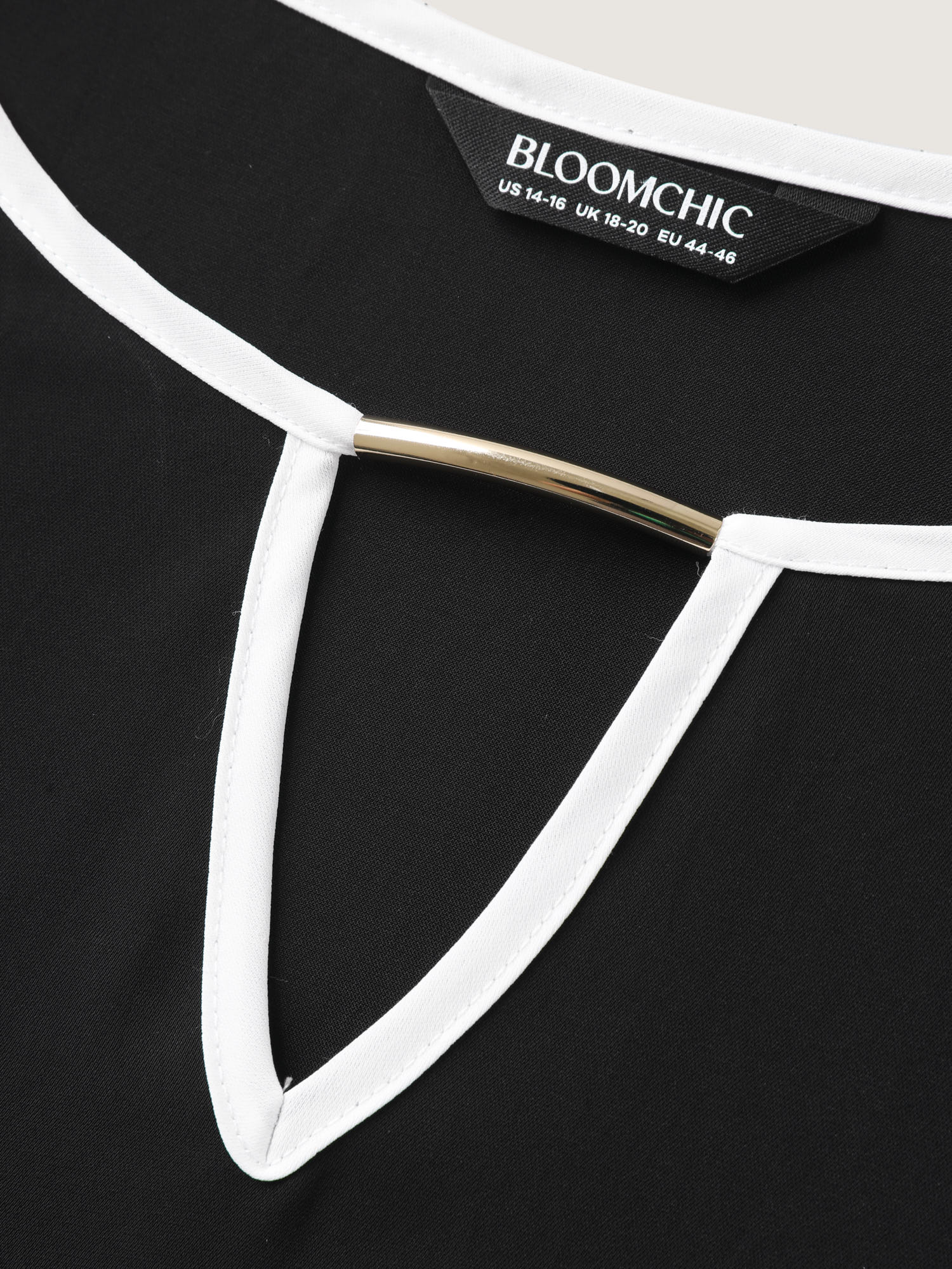 Metallic Detail Neck Cut-Out Blouse