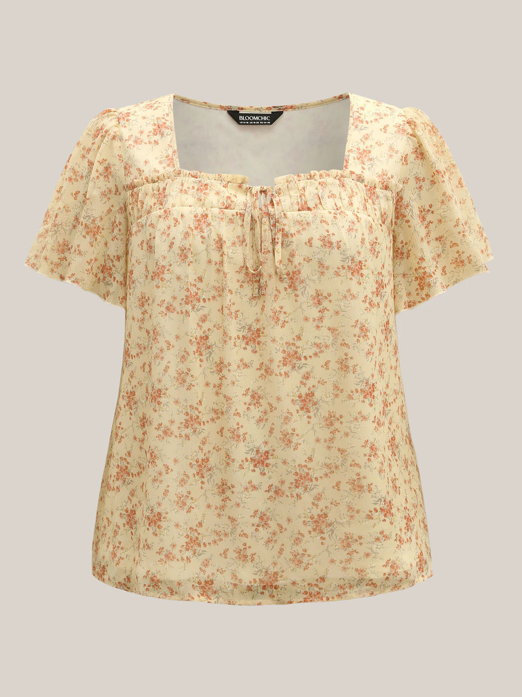 Chiffon Floral Print Neck Tie Blouse