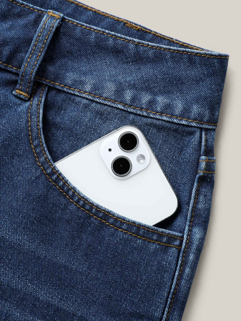 Faded Wash Straight-Leg Denim Shorts