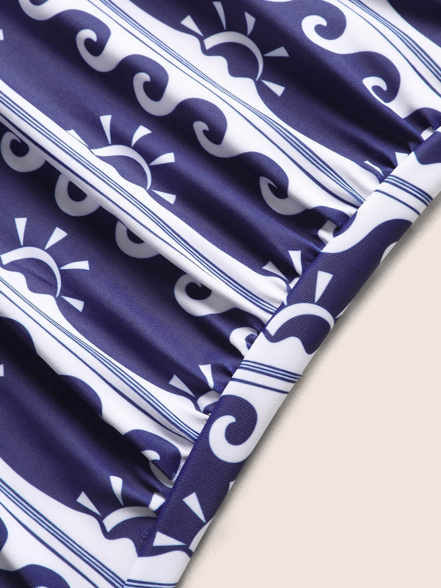 Marine Elements U Neck Gathered One Piece Swimsuit