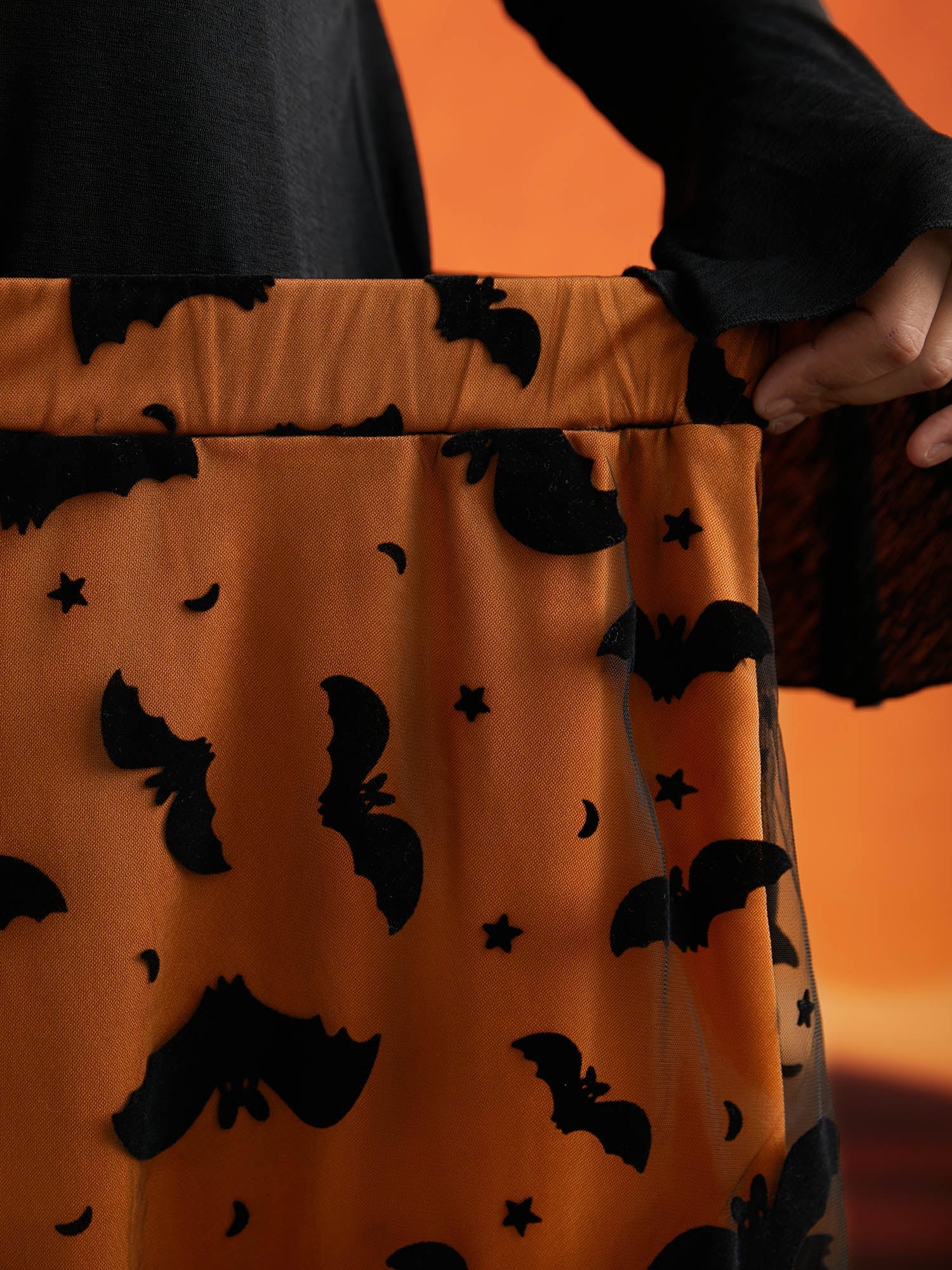 Bat Motif A-Line Midi Skirt