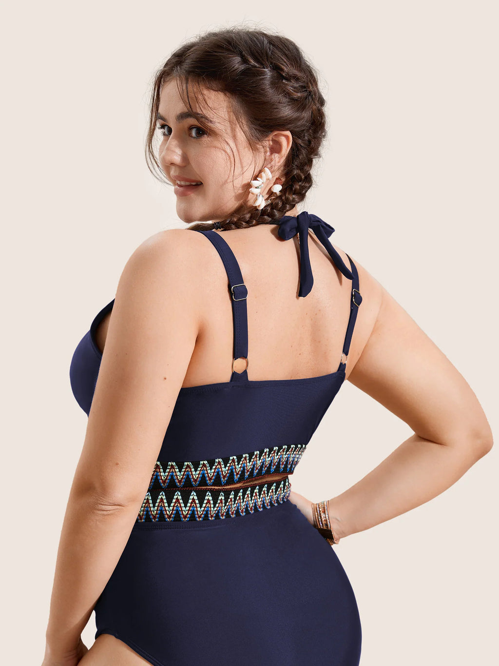 Embroidered Wrap Tie Knot Swim Top