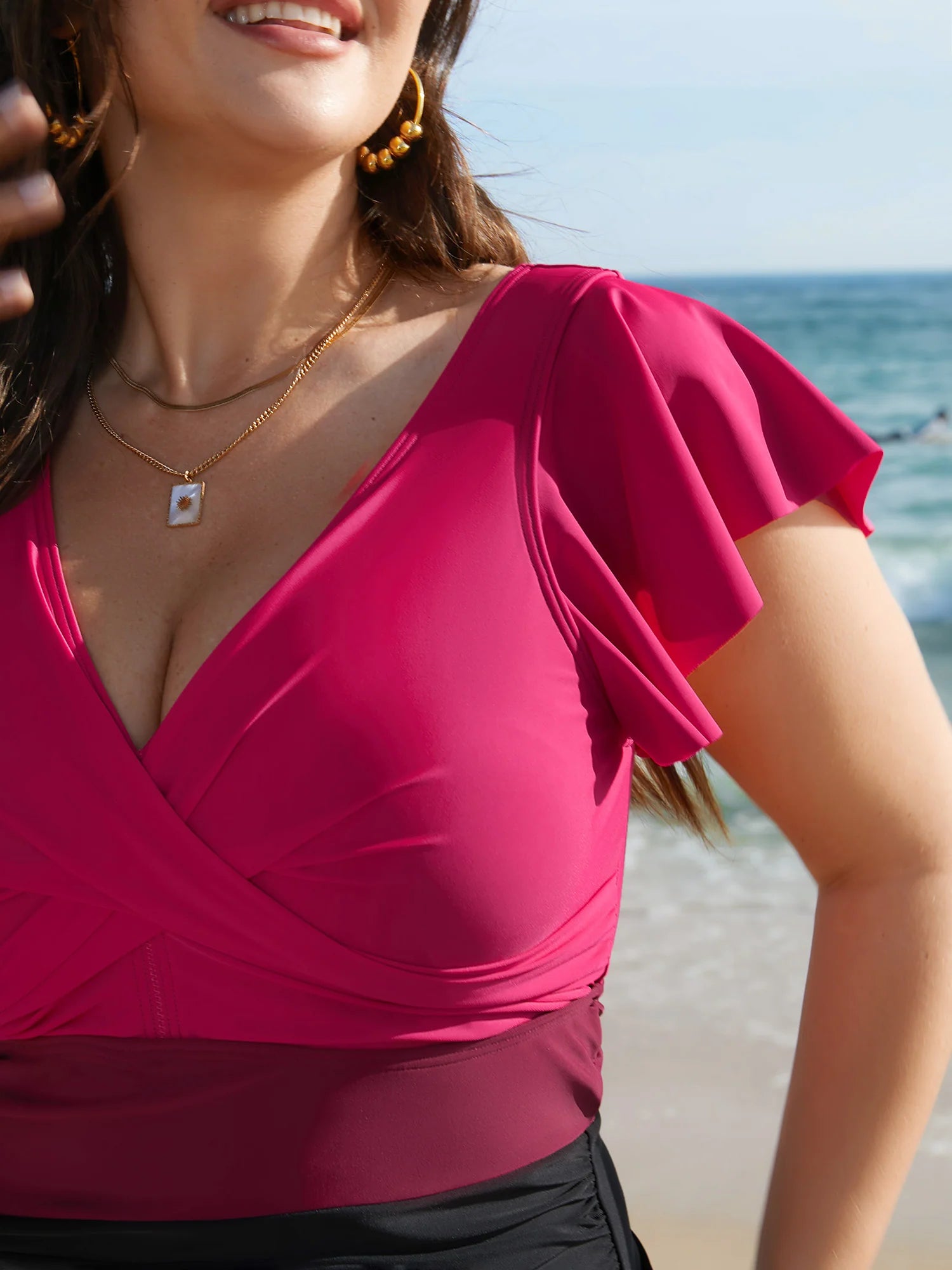 Color Block Tummy Control One-Piece Swimsuit