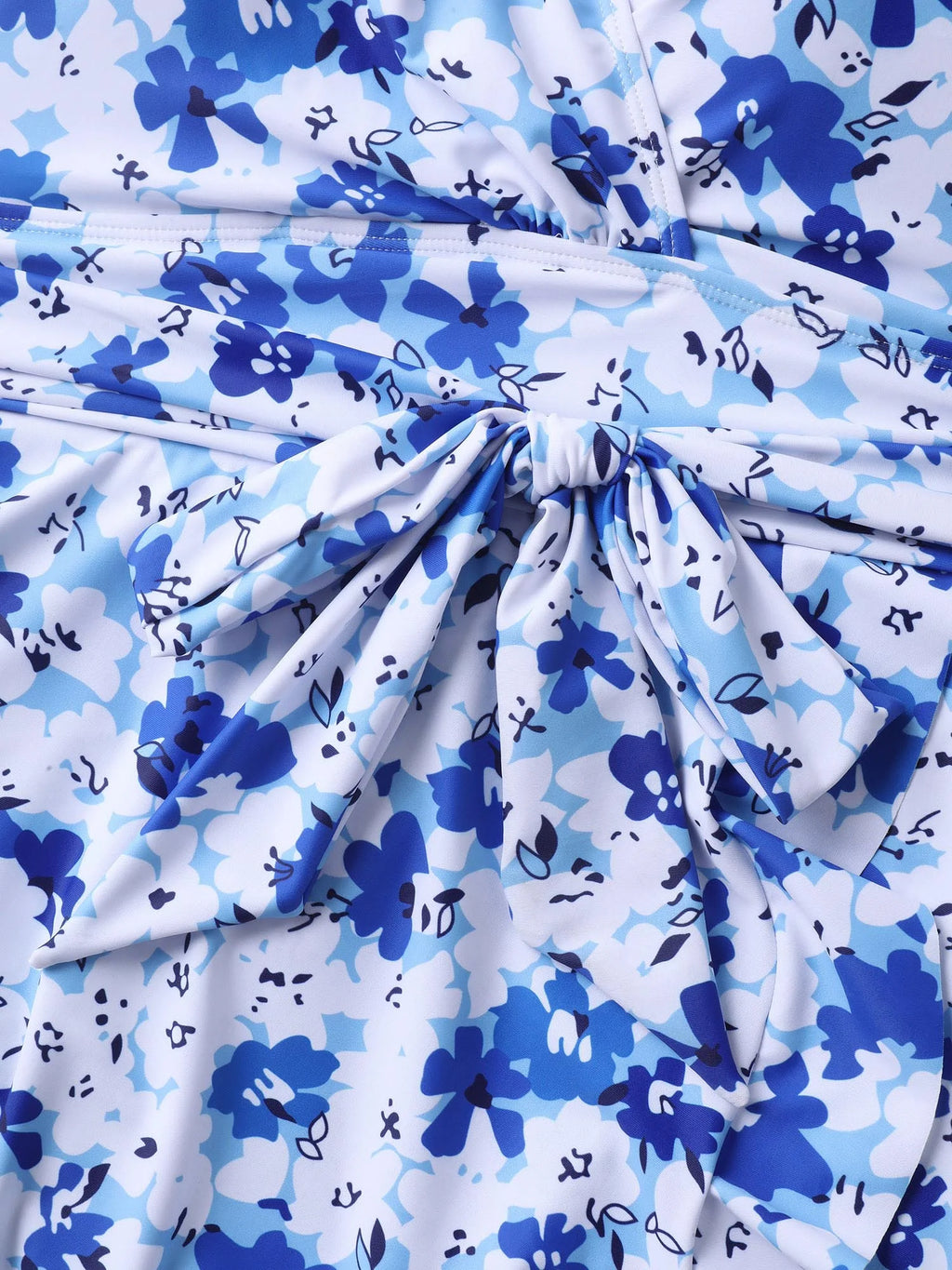 Floral Print Belted Flared Swim Dress