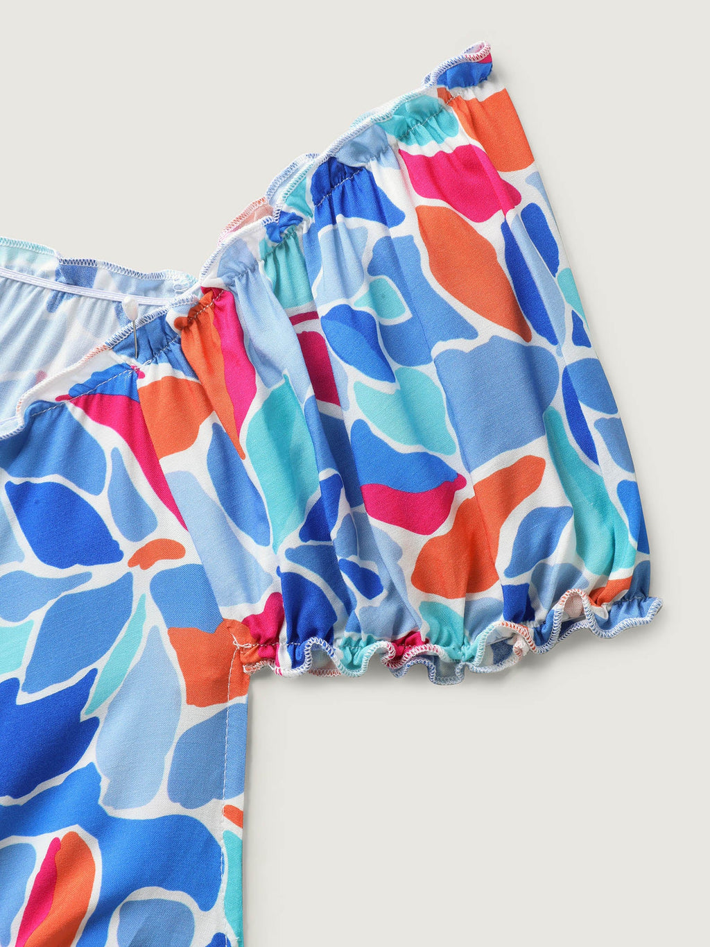 Floral Abstract Shirred Waist Midi Dress