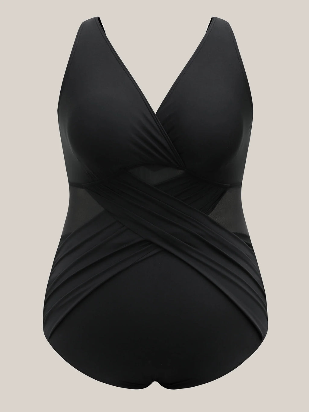 Cross-Over Sheer One-Piece Swimsuit