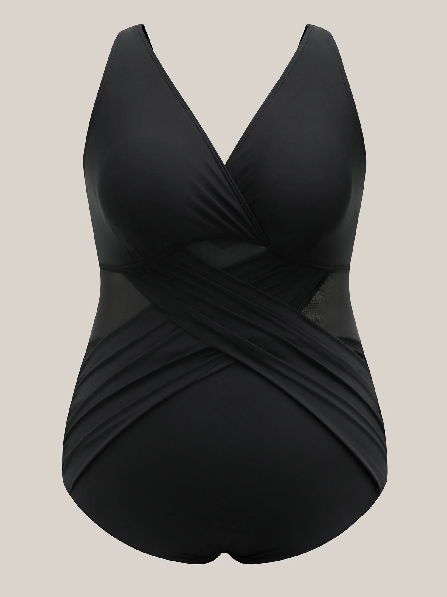 Cross-Over Sheer One-Piece Swimsuit