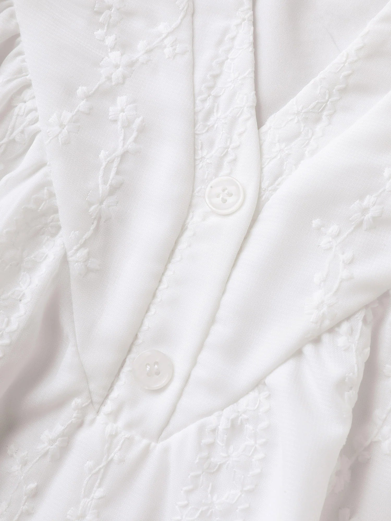 Embroidered Notched Collar Sheer Blouse