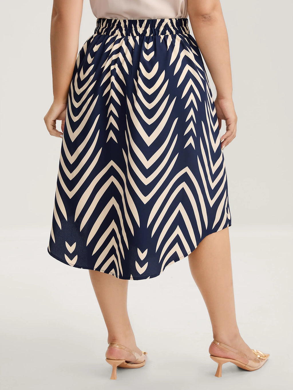 Geometric Print High Low Hem Skirt