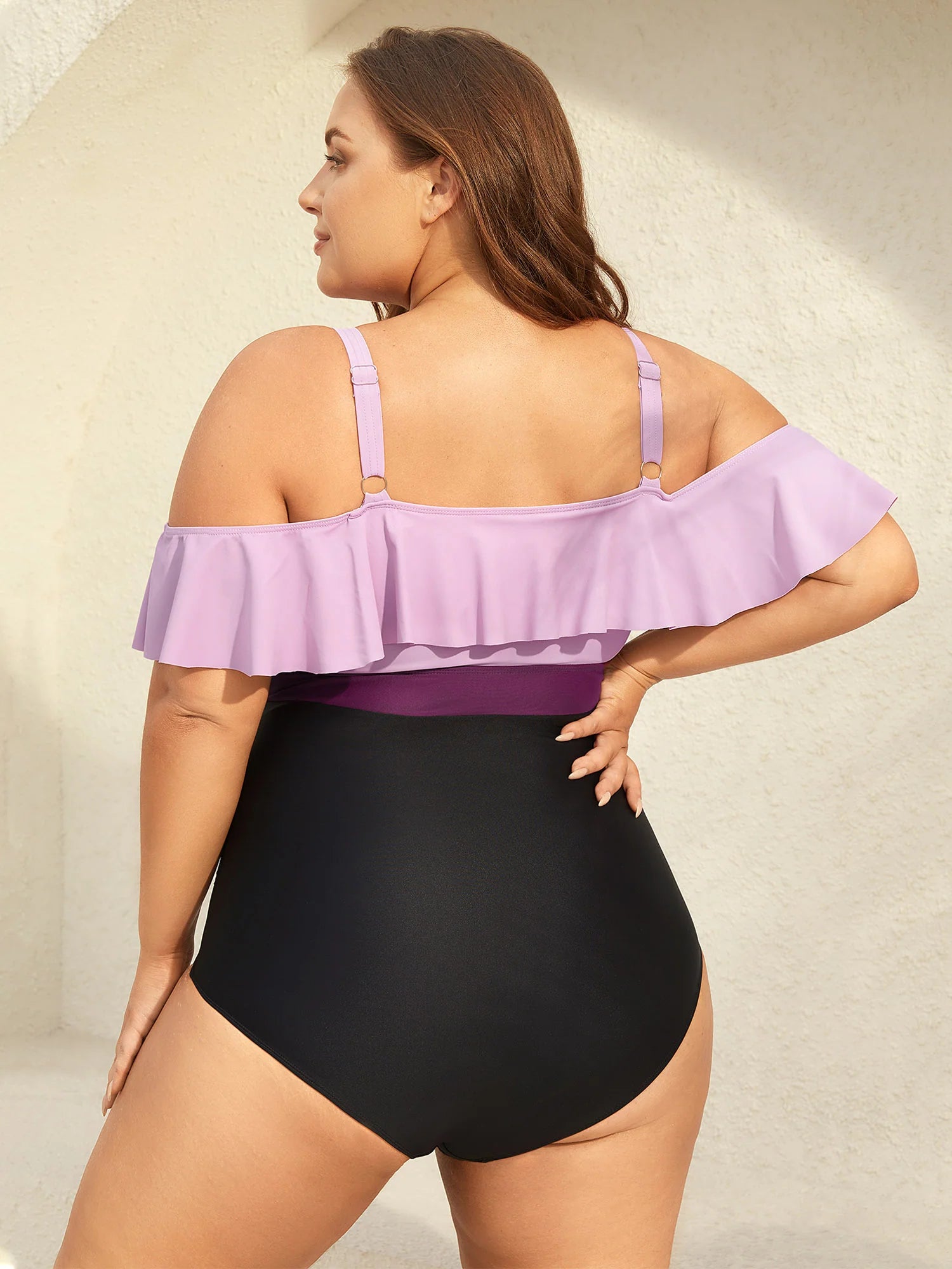 Cold-Shoulder Ruffled One-Piece Swimsuit