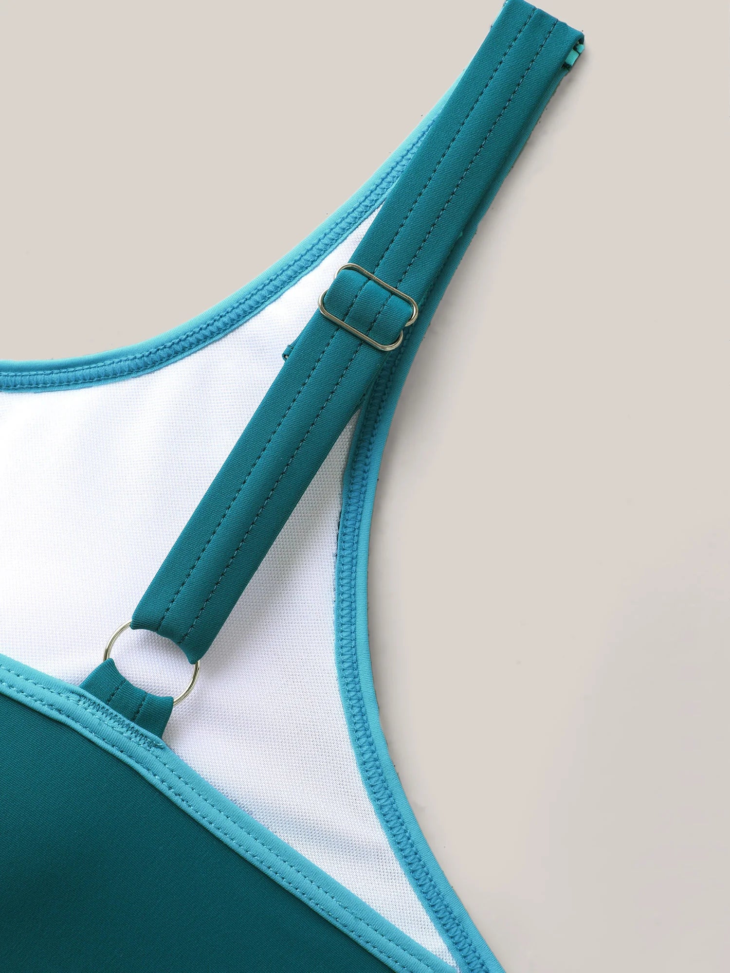 Color Contrast Scoop Neck Swim Top