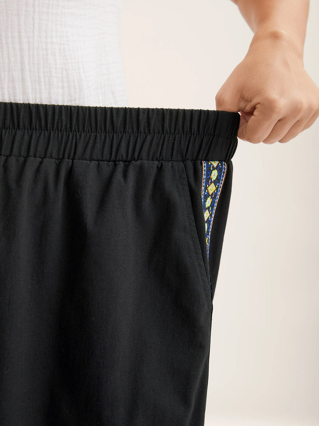 Lace Detail Solid Straight-Leg Pants