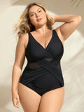 Cross-Over Sheer One-Piece Swimsuit